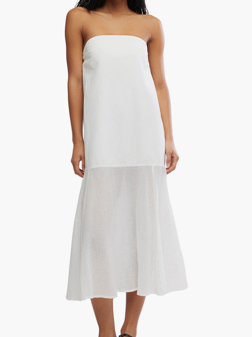 NWT Free People 🤍 Sabeen Tube Midi Dress in Clean Ivory